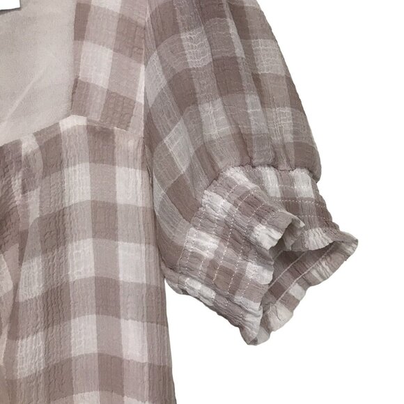 Lulus Womens Dress Small Soft Side of Mauve Zip Back Puff Sleeves - Picture 5 of 9